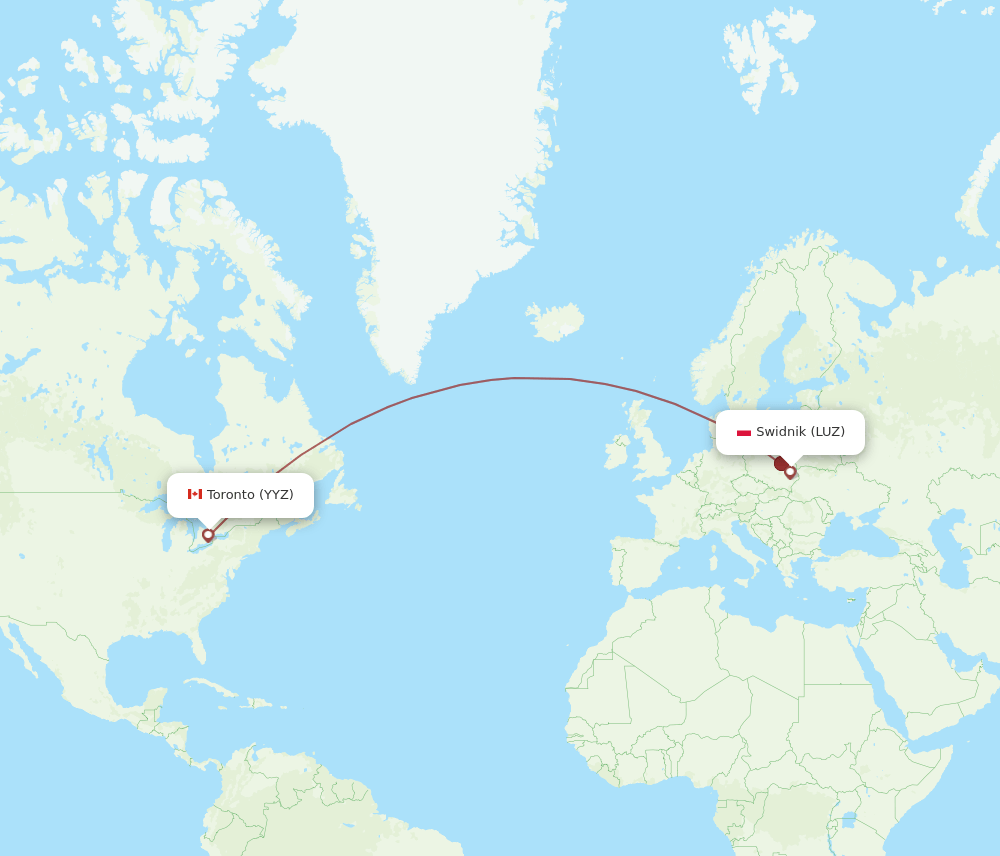 Toronto - Swidnik route map and flight paths