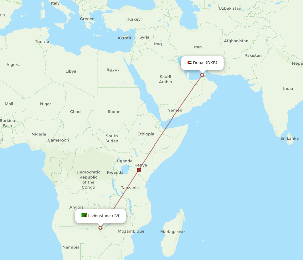 LVI-DXB flight routes