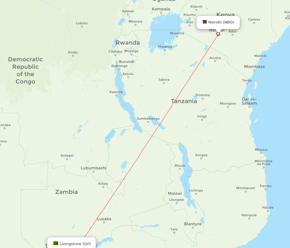 LVI-NBO flight routes