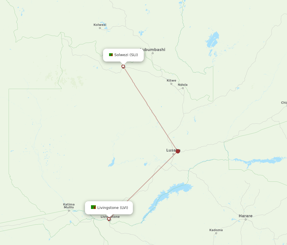 LVI to SLI flights and routes map