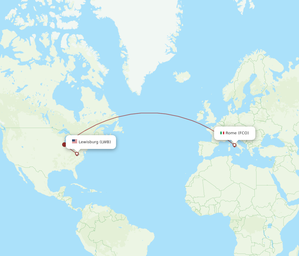 LWB-FCO flight routes