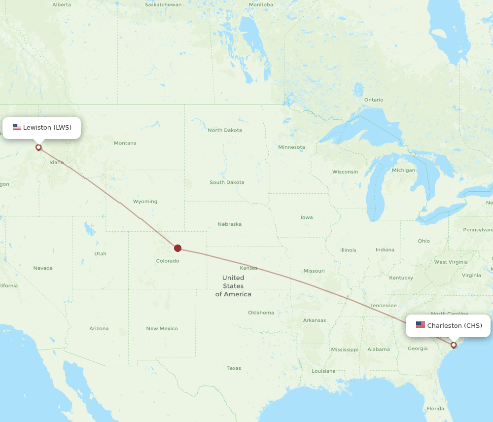 LWS to CHS flights and routes map
