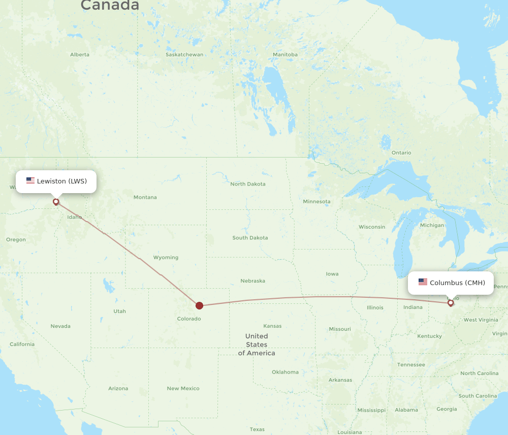LWS-CMH flight routes