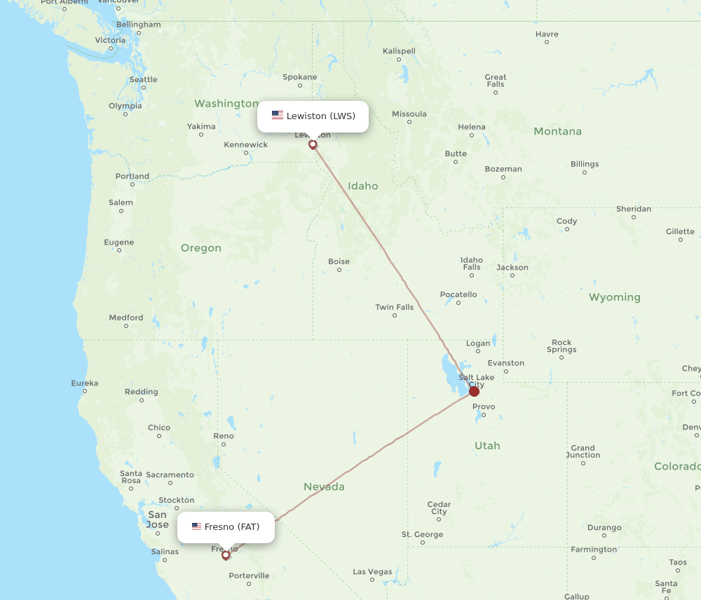 LWS to FAT flights and routes map