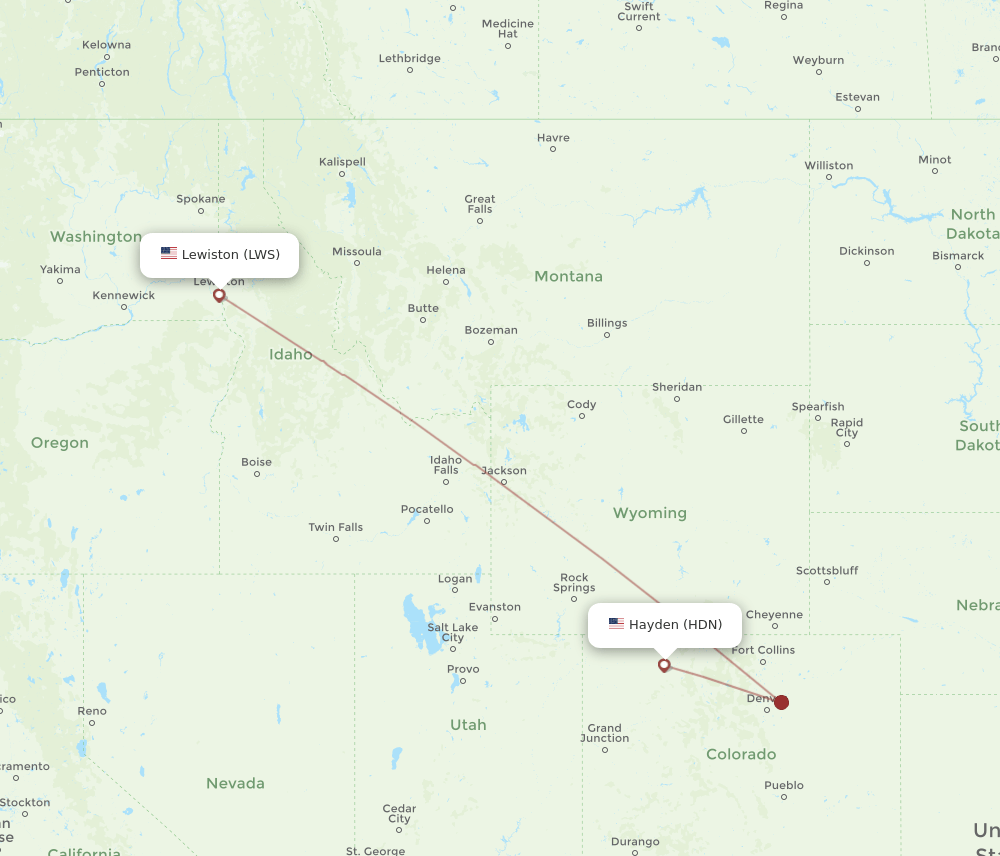 Lewiston - Hayden route map and flight paths