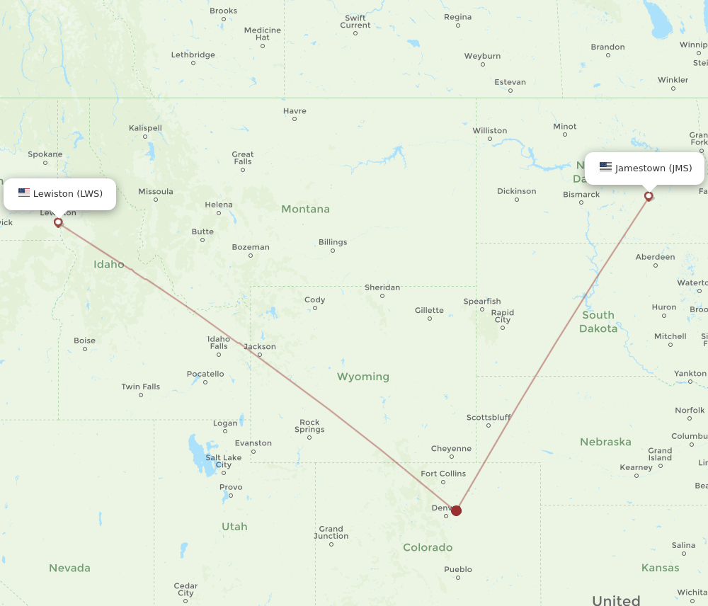 Lewiston - Jamestown route map and flight paths