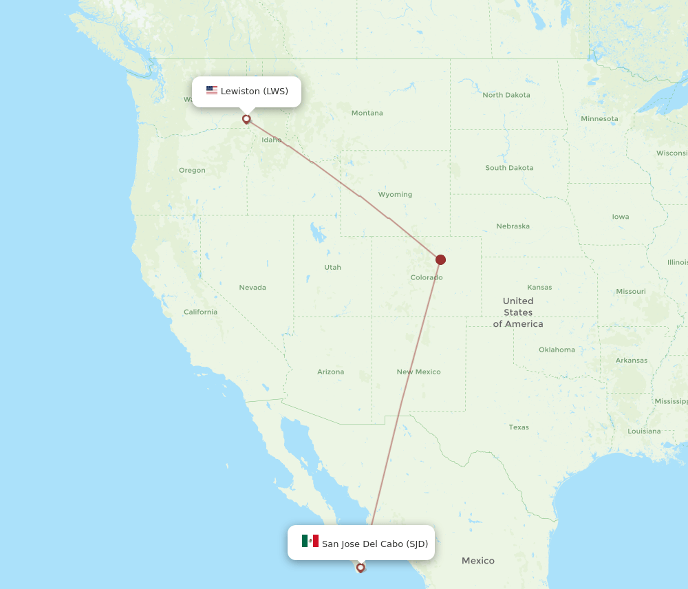 LWS to SJD flights and routes map