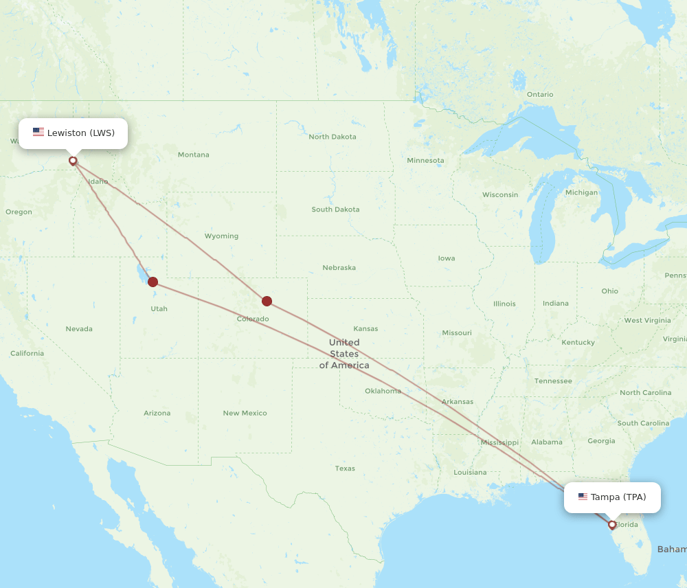 LWS-TPA flight routes