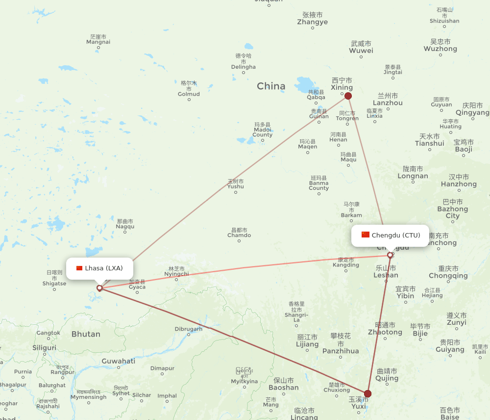 LXA-CTU flight routes