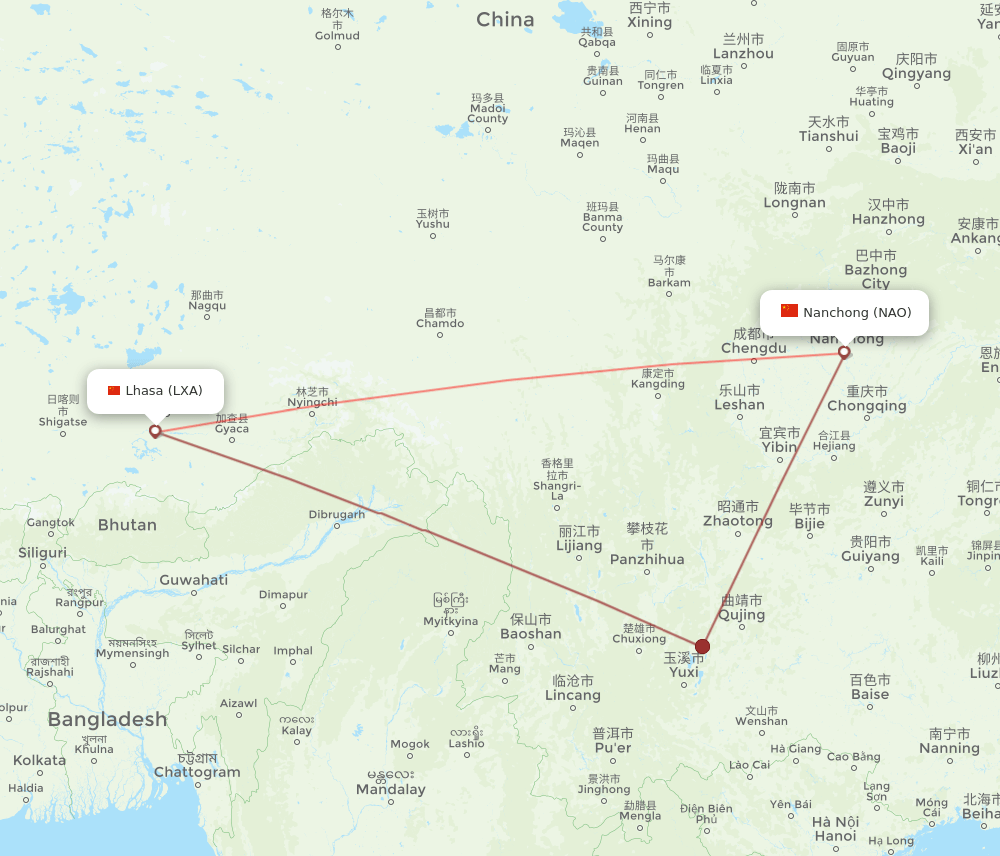 LXA-NAO flight routes