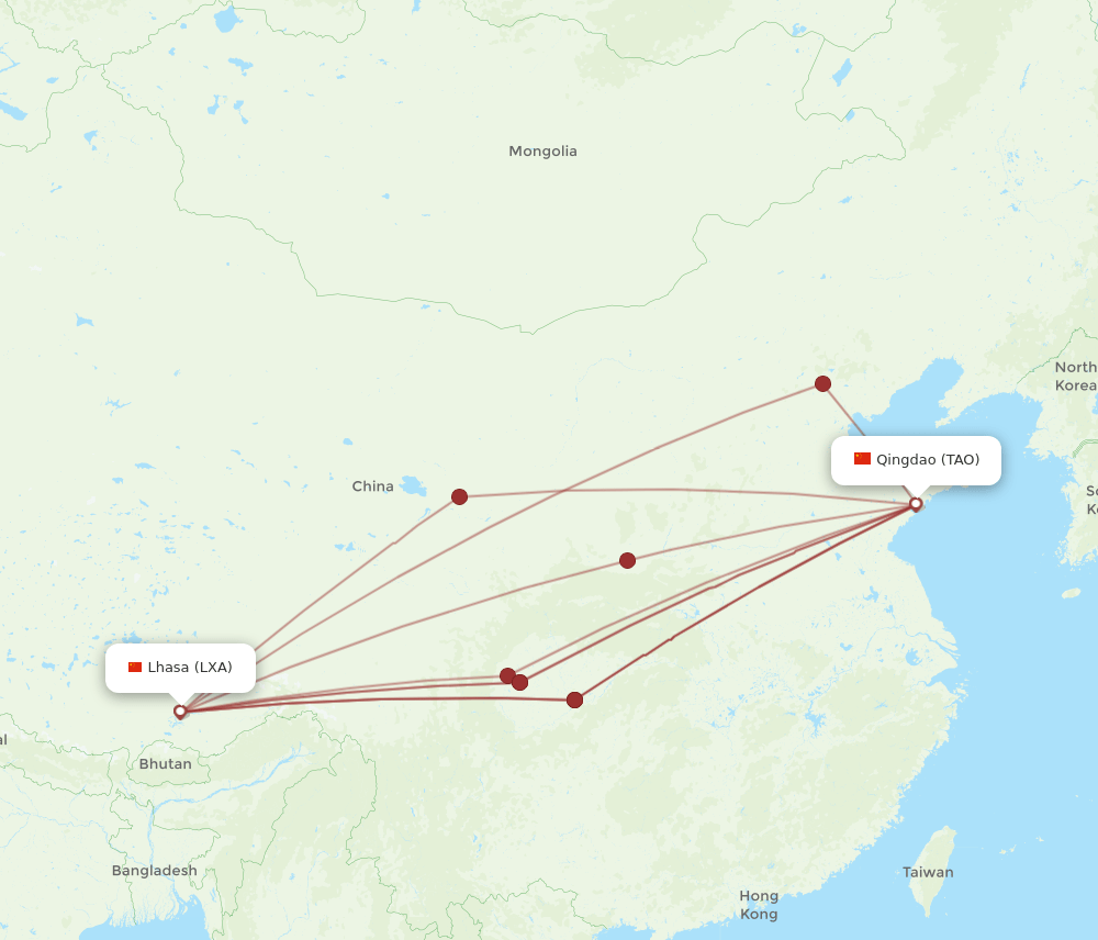 LXA-TAO flight routes