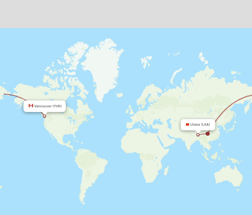 LXA to YVR flights and routes map