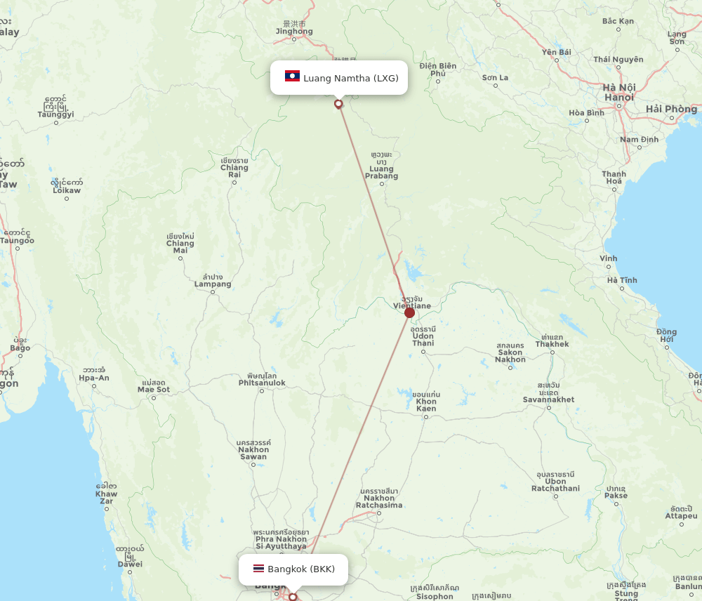 LXG-BKK flight routes