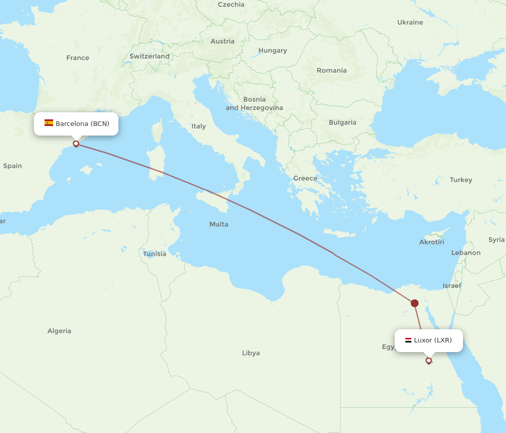 LXR-BCN flight routes