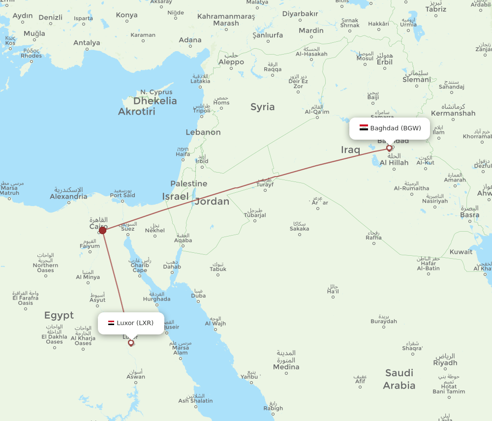 LXR-BGW flight routes
