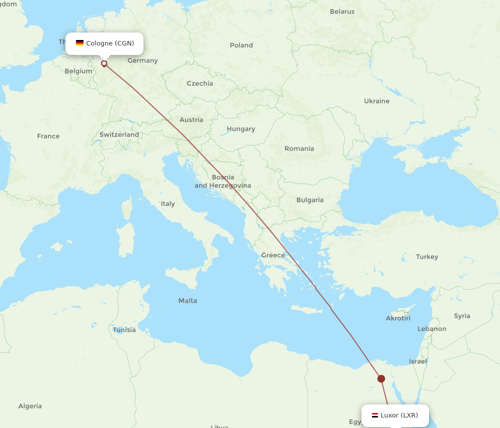 LXR-CGN flight routes