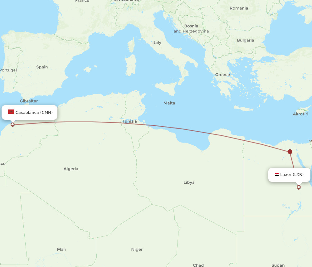 LXR-CMN flight routes