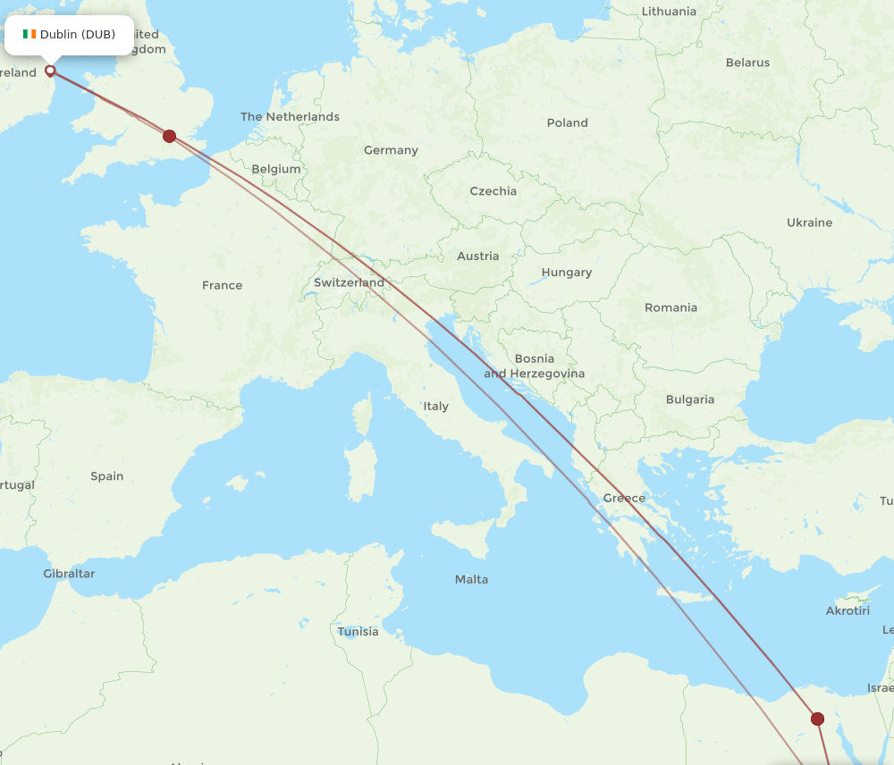 LXR to DUB flights and routes map