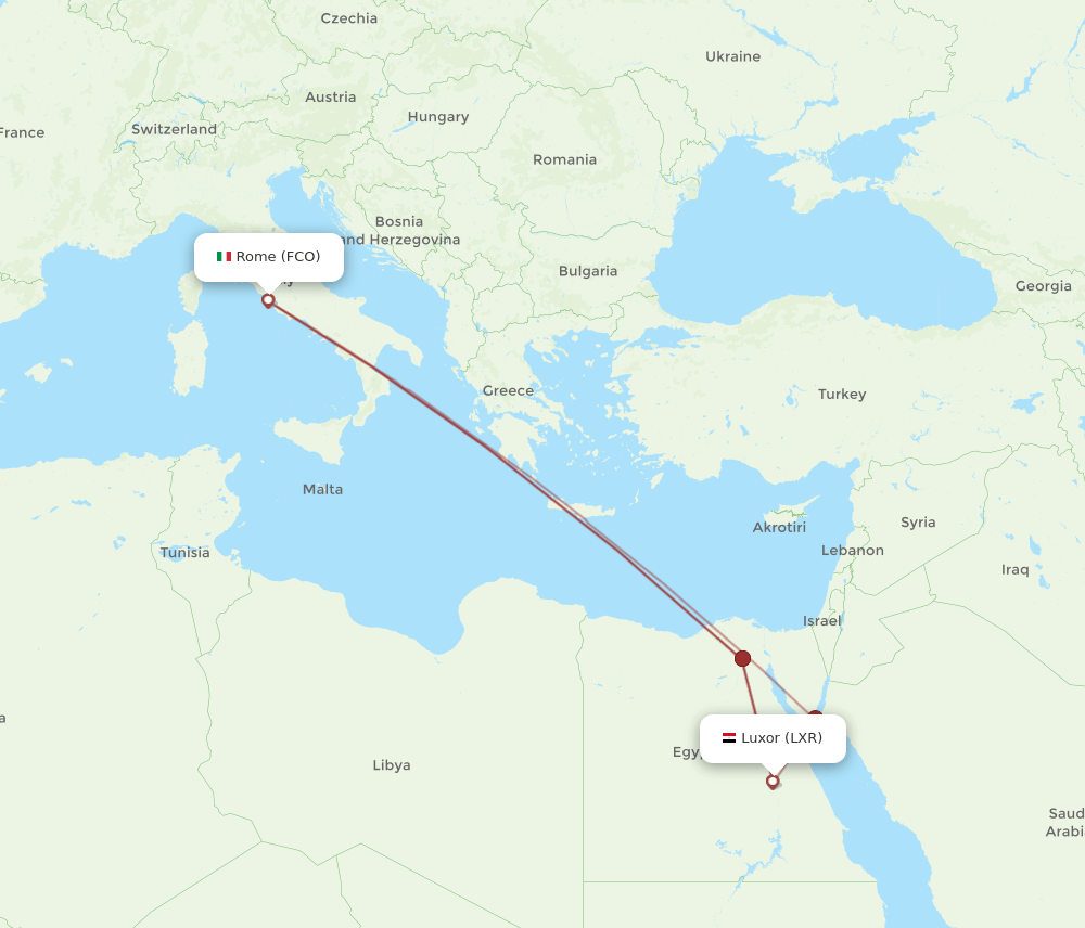 LXR-FCO flight routes