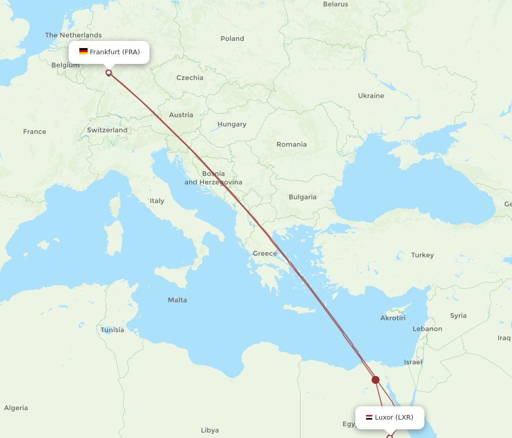 LXR-FRA flight routes