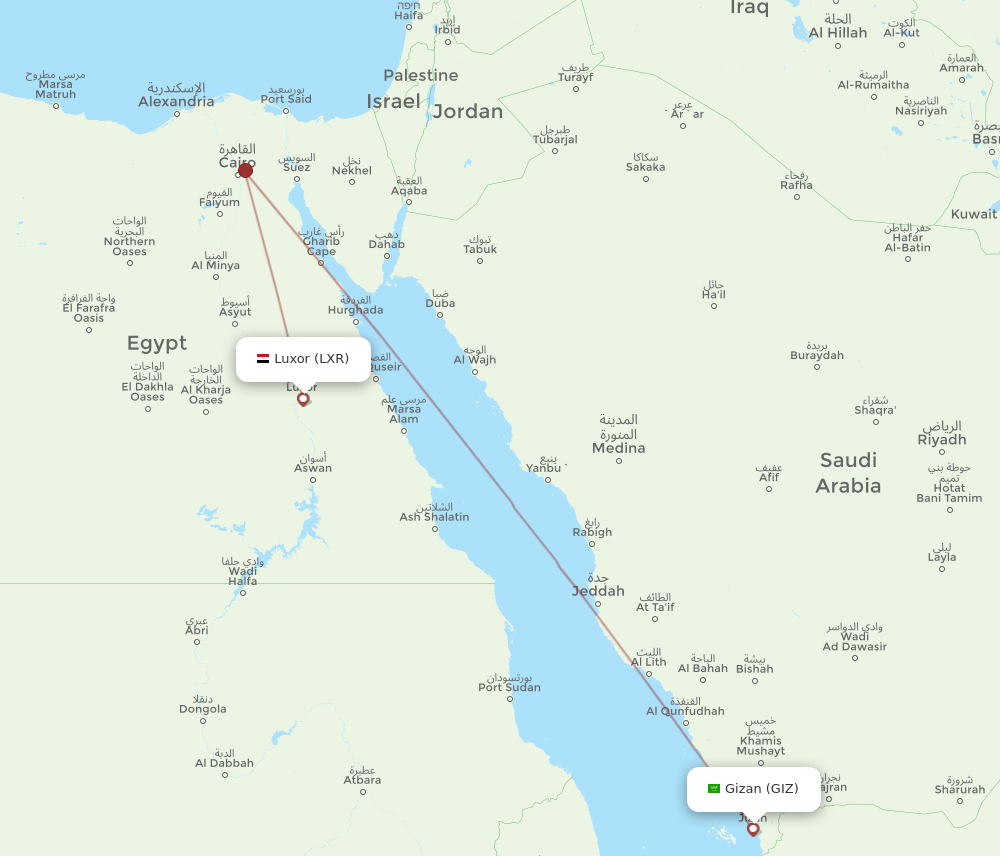GIZ to LXR flights and routes map