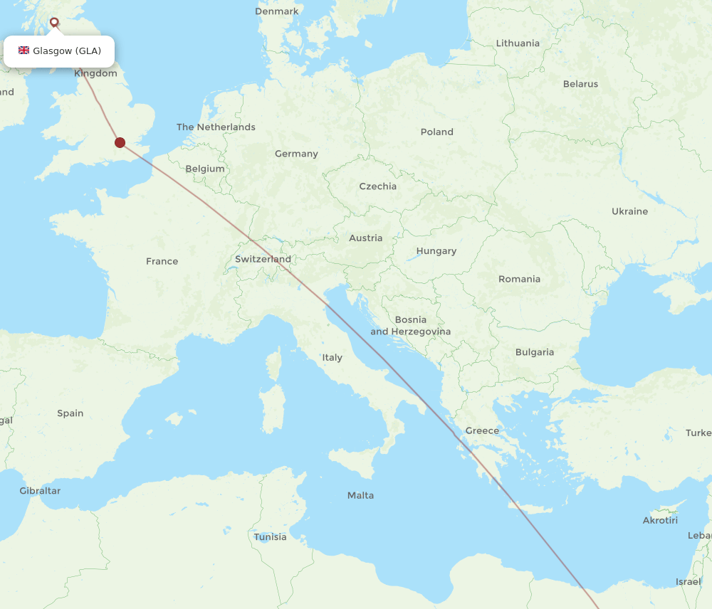 LXR-GLA flight routes