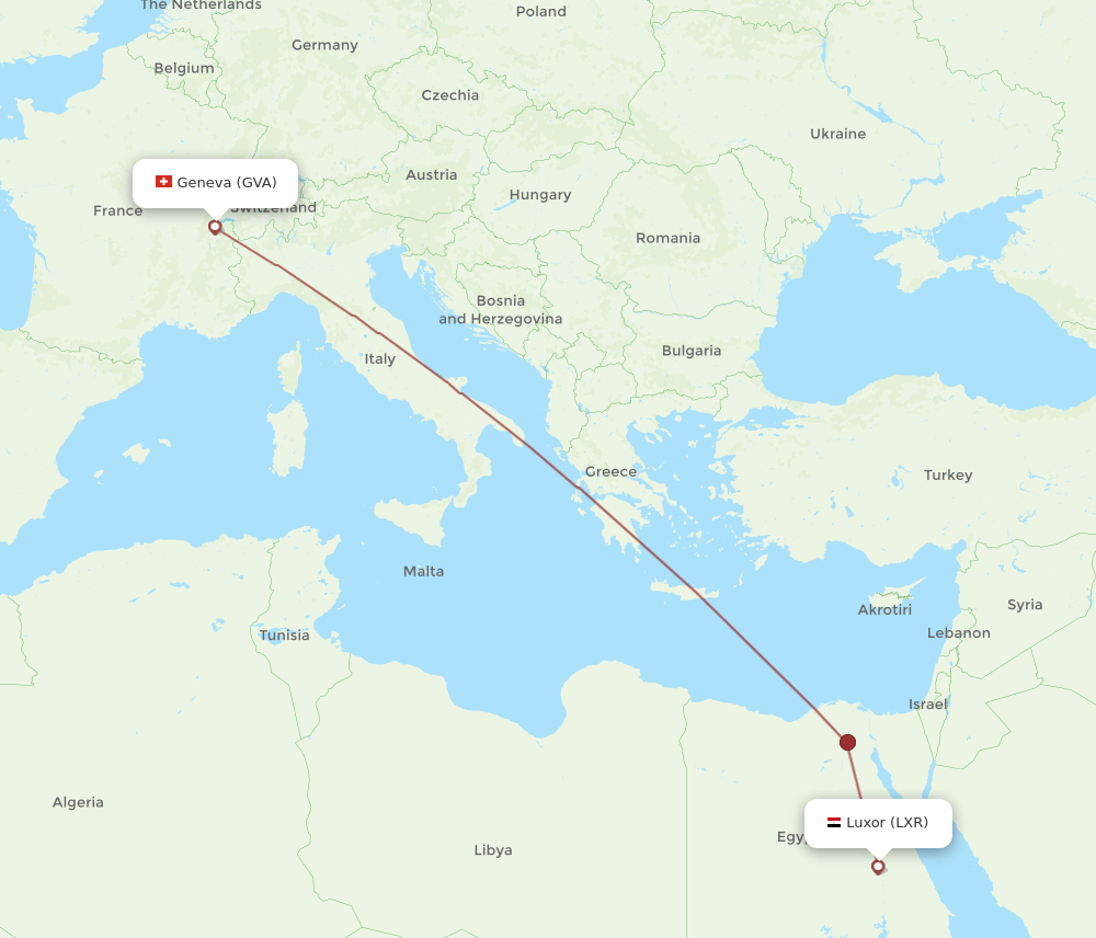 LXR-GVA flight routes
