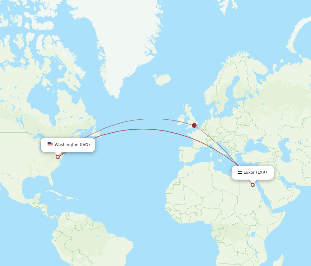 LXR-IAD flight routes