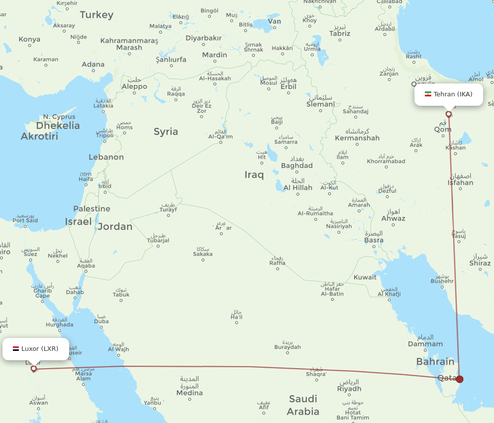 LXR-IKA flight routes