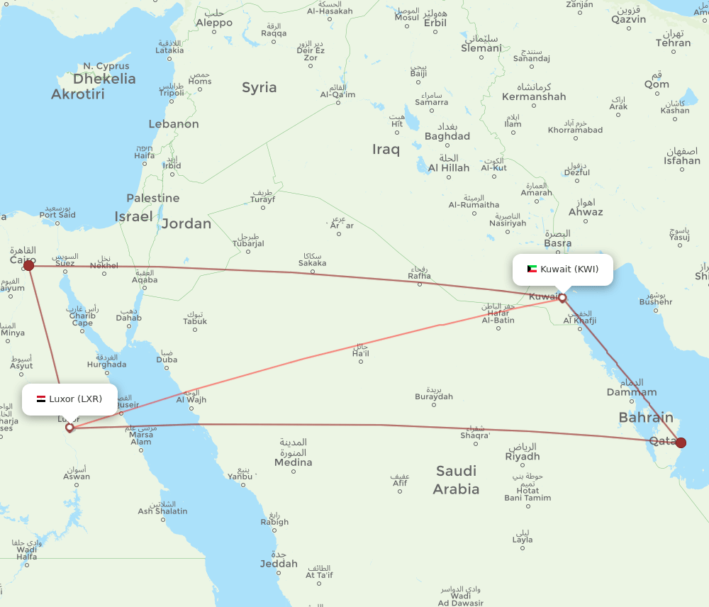 LXR-KWI flight routes