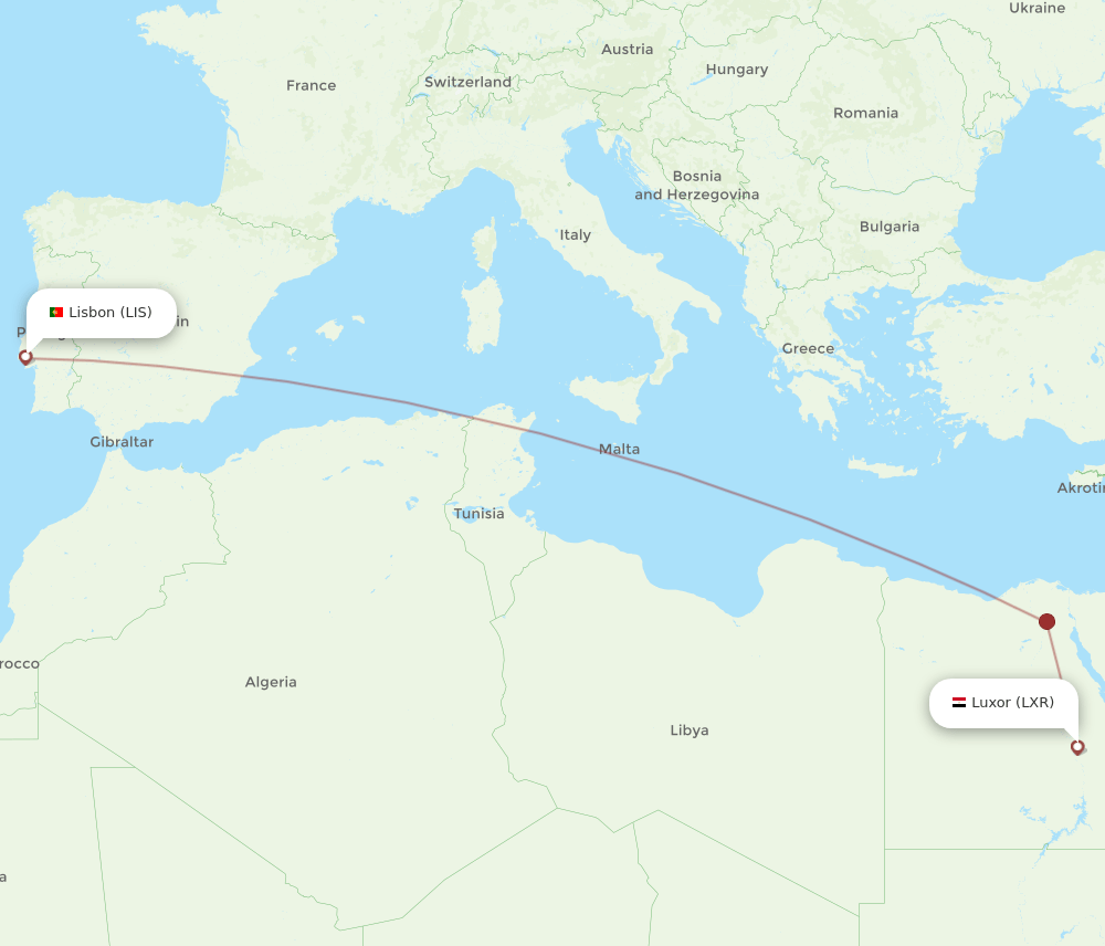 LXR-LIS flight routes