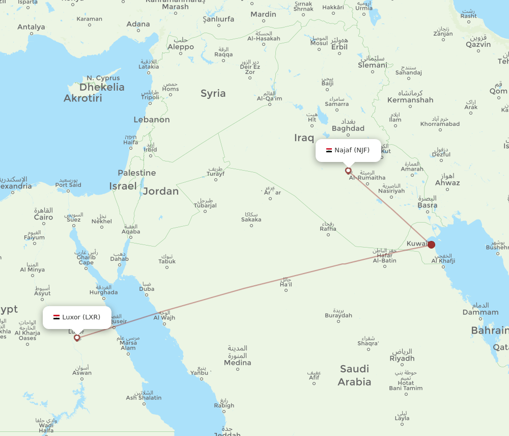 LXR-NJF flight routes