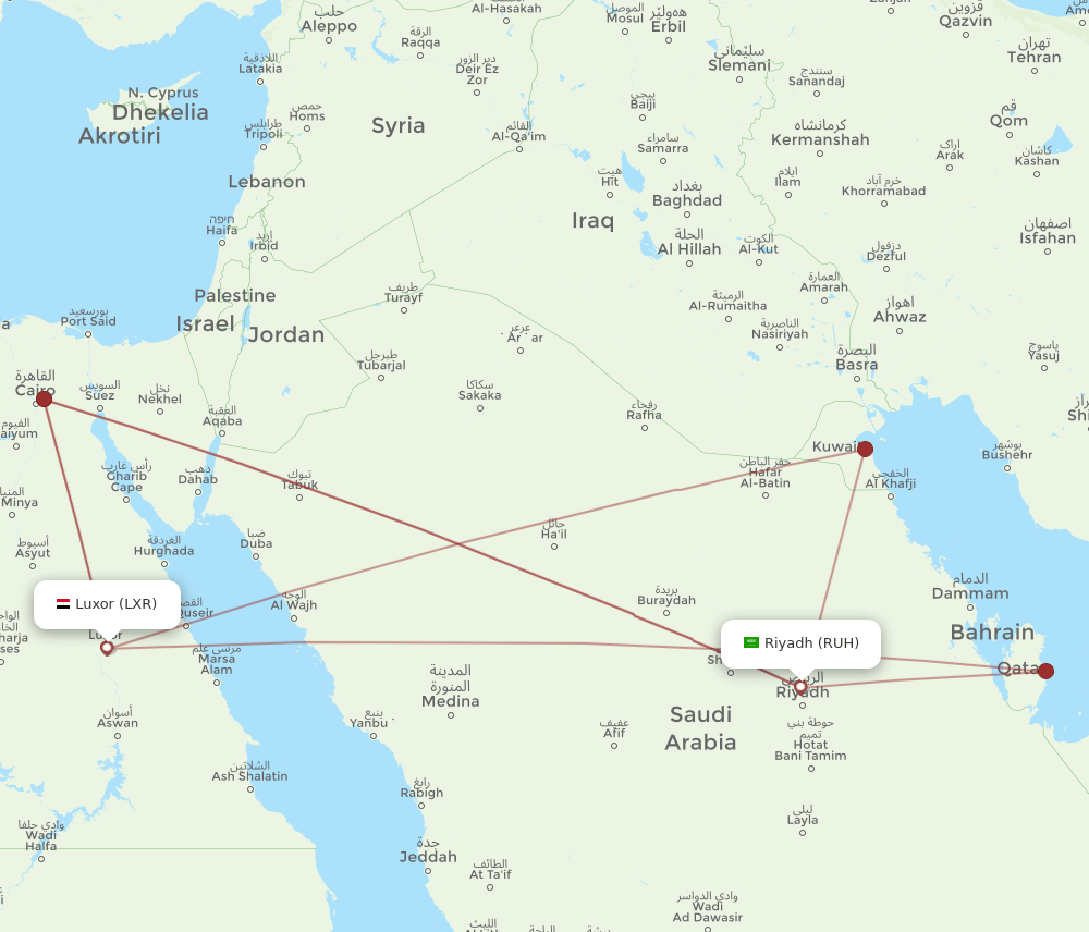 LXR-RUH flight routes