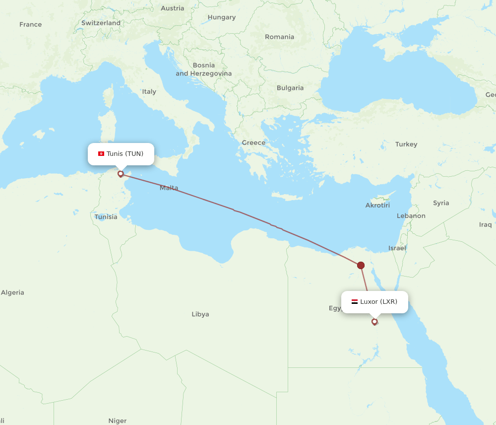 LXR-TUN flight routes