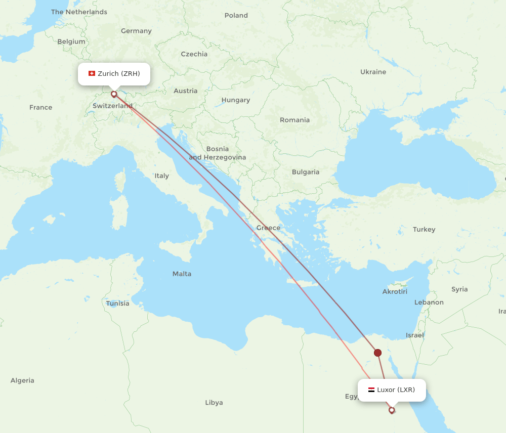 LXR-ZRH flight routes