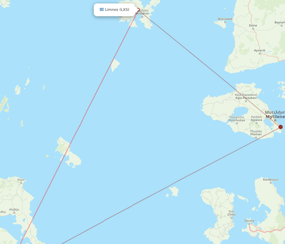 LXS to ATH flights and routes map