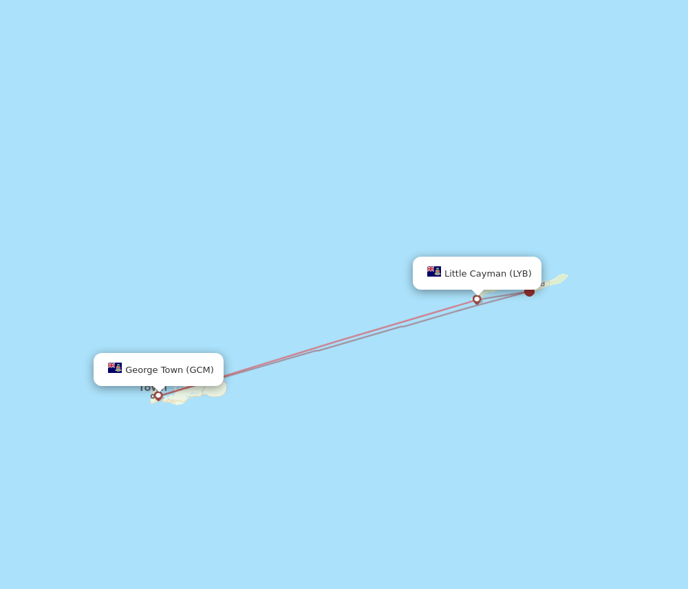 LYB to GCM flights and routes map