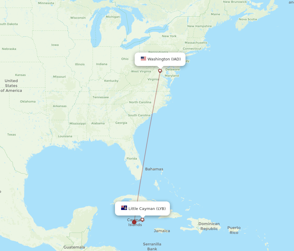 LYB-IAD flight routes