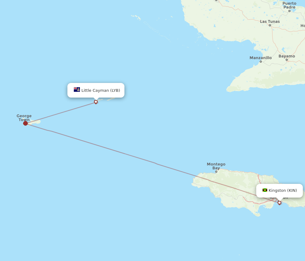 LYB to KIN flights and routes map
