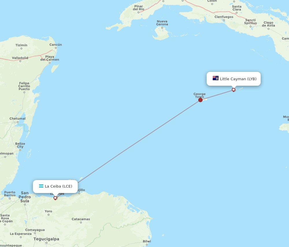LYB-LCE flight routes