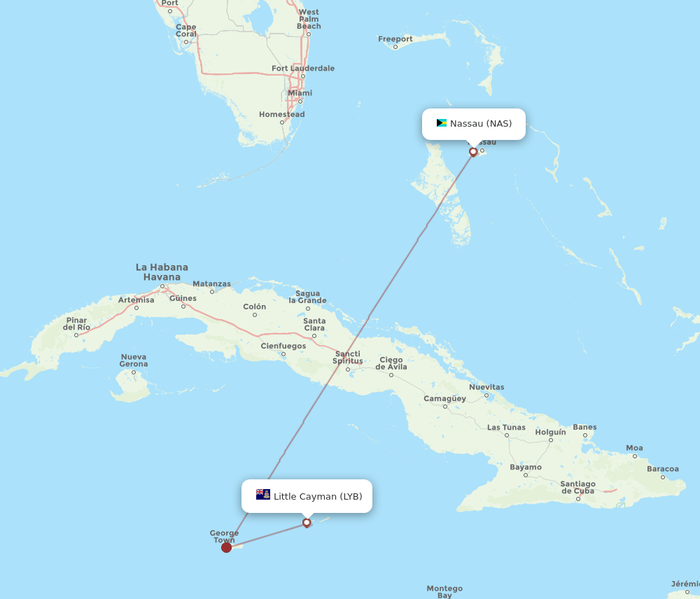 LYB-NAS flight routes
