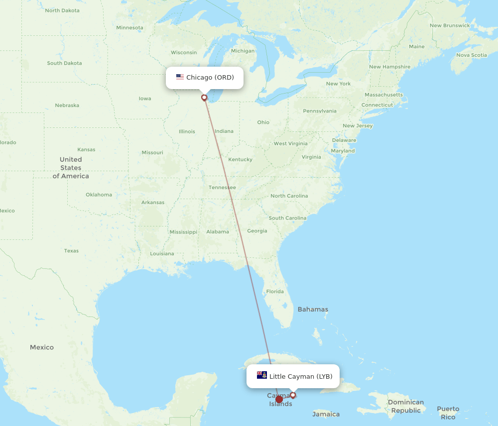 LYB-ORD flight routes