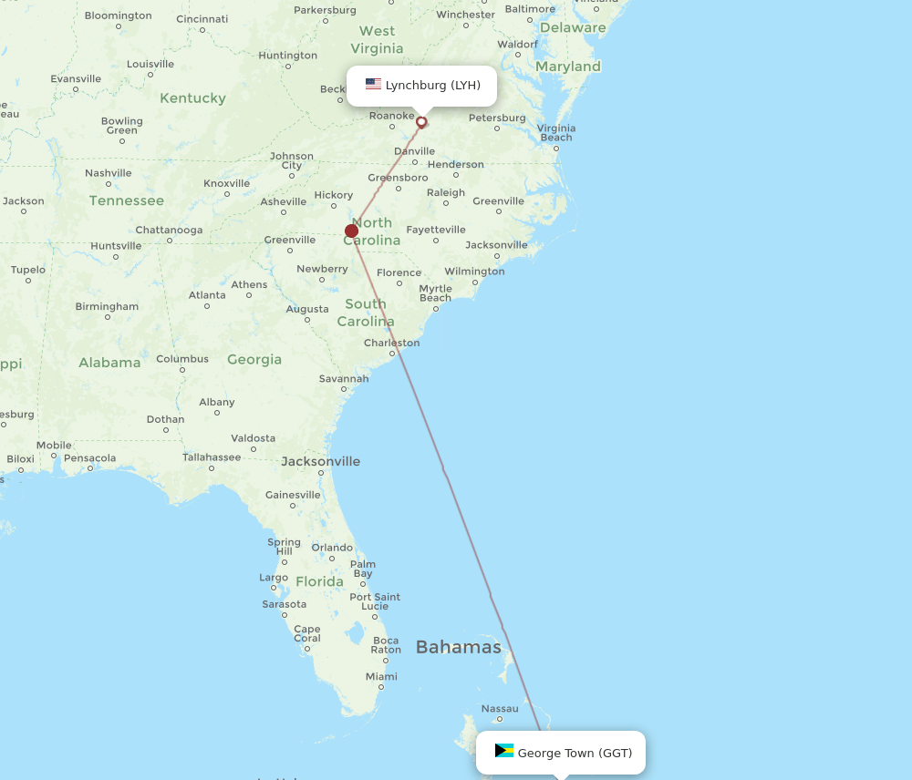 LYH-GGT flight routes