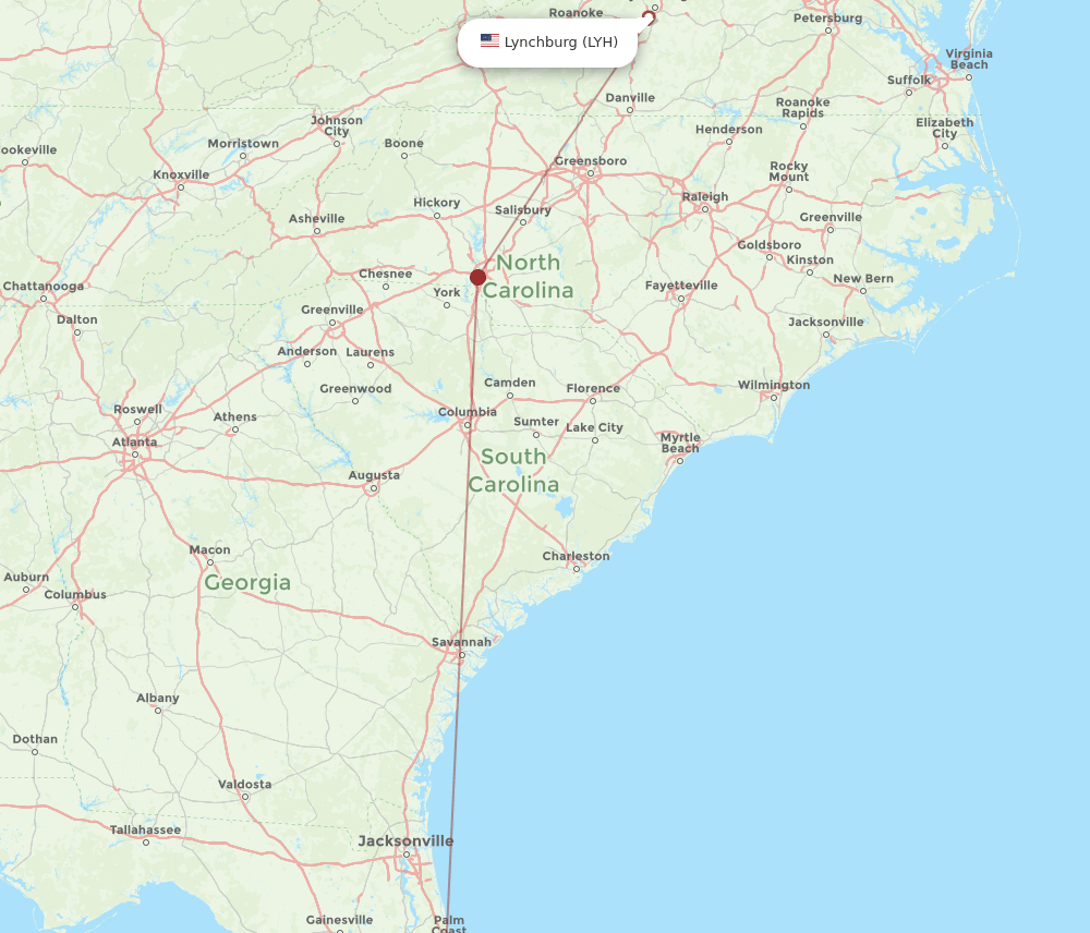 LYH-MCO flight routes