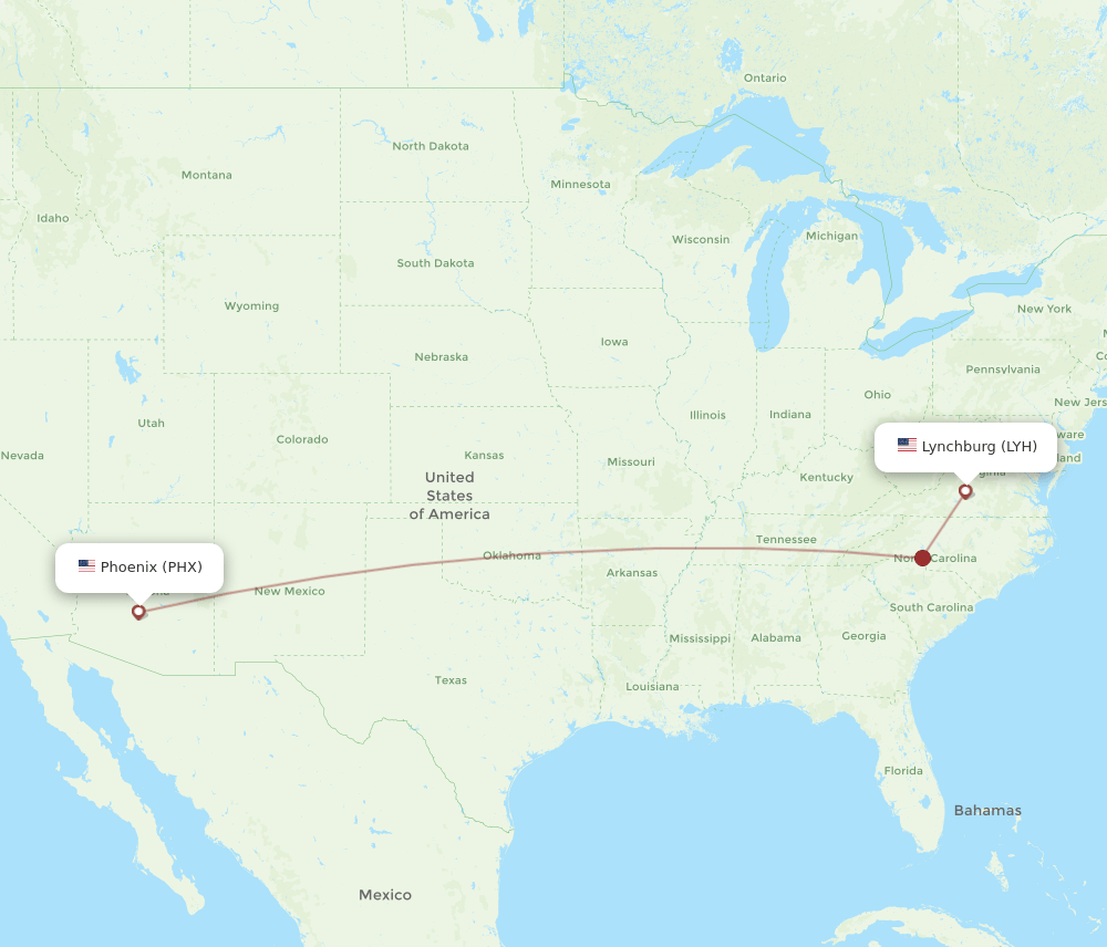LYH-PHX flight routes