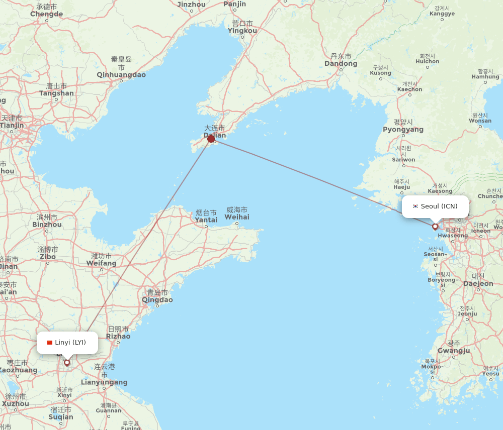 LYI-ICN flight routes