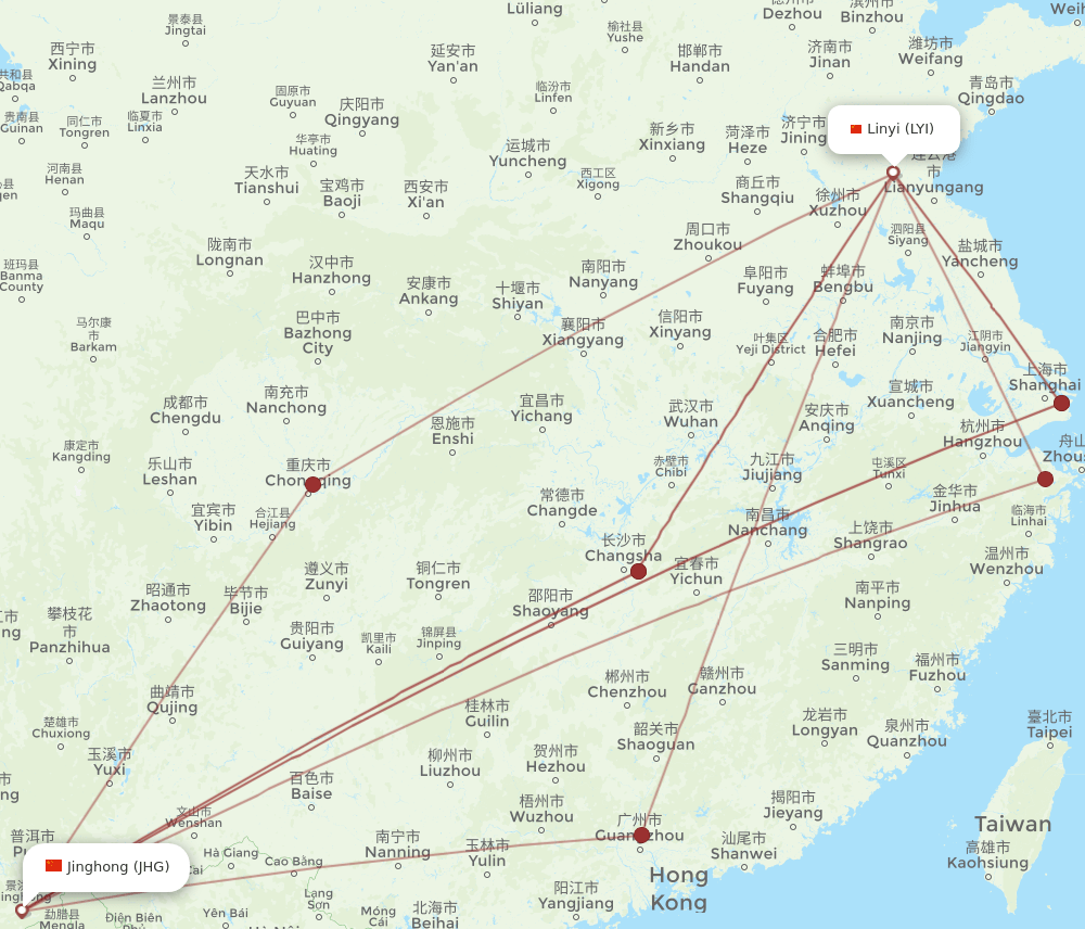LYI-JHG flight routes
