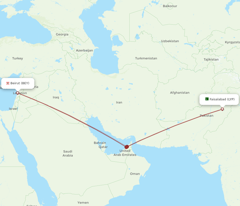 LYP-BEY flight routes