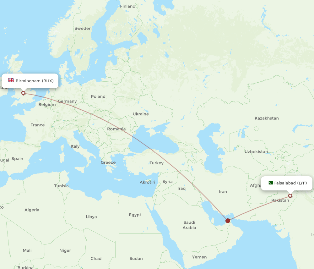 LYP-BHX flight routes