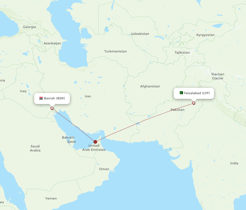 LYP-BSR flight routes